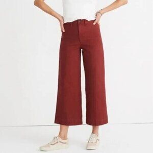 NWT Madewell Emmett Wide-Leg Crop Pants High Rise Ankle Length Wine Red 23